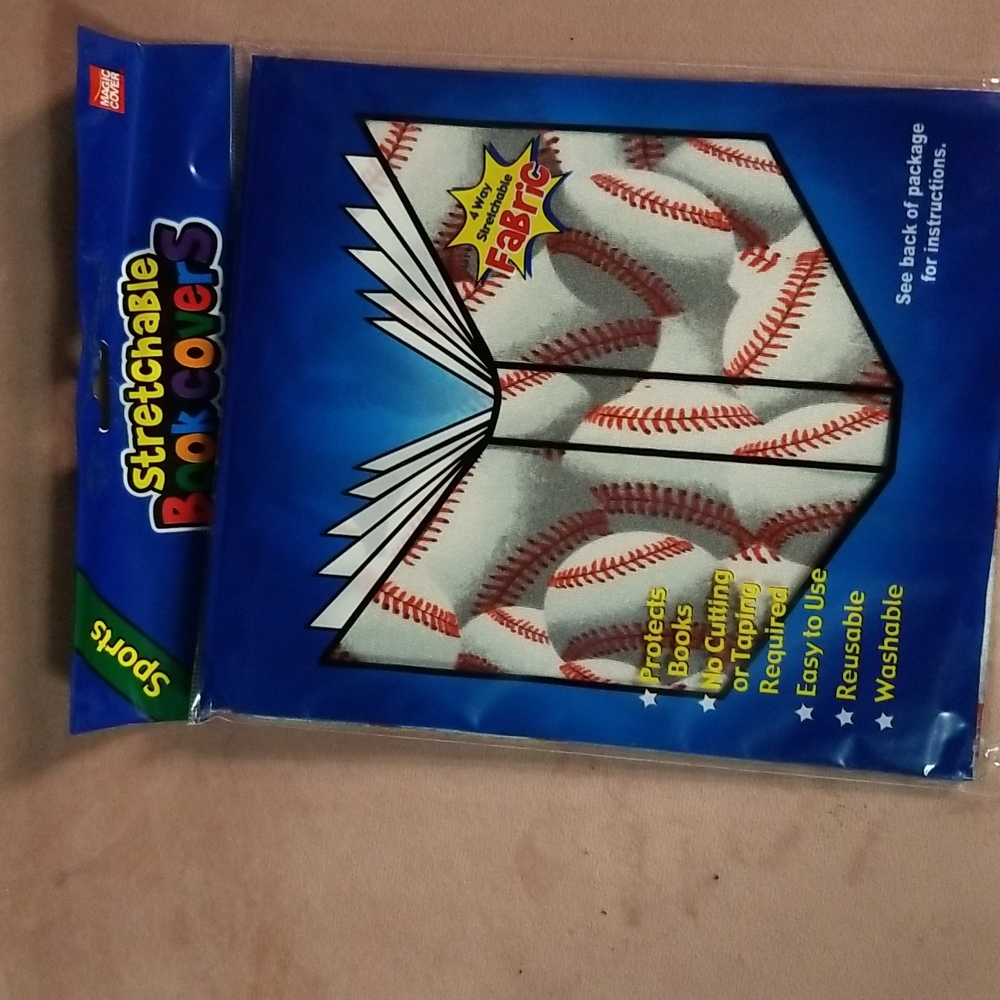 5/$25 Stretchable book cover. Baseball